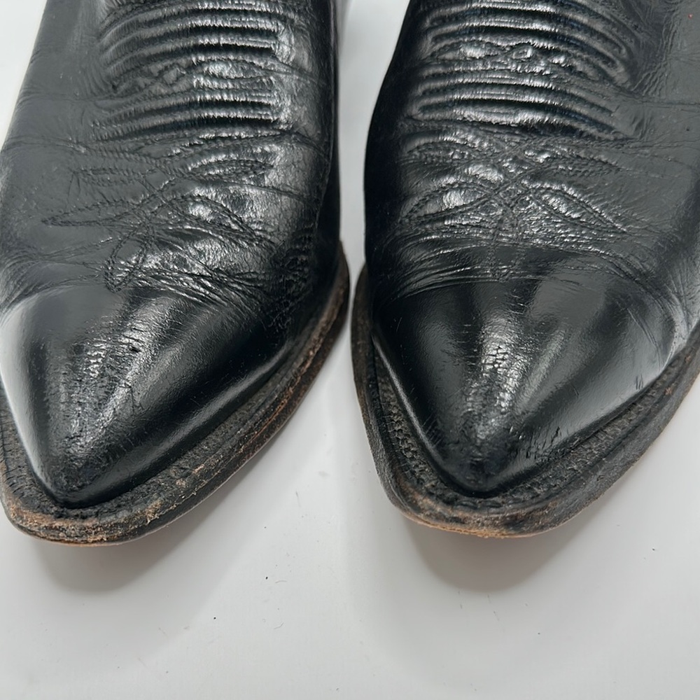 Justin Sz 9 Black Western Cowboy Boots with Embroidered Shaft - Picture 4 of 12